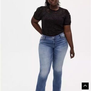 Torrid puff sleeve sheer lace top